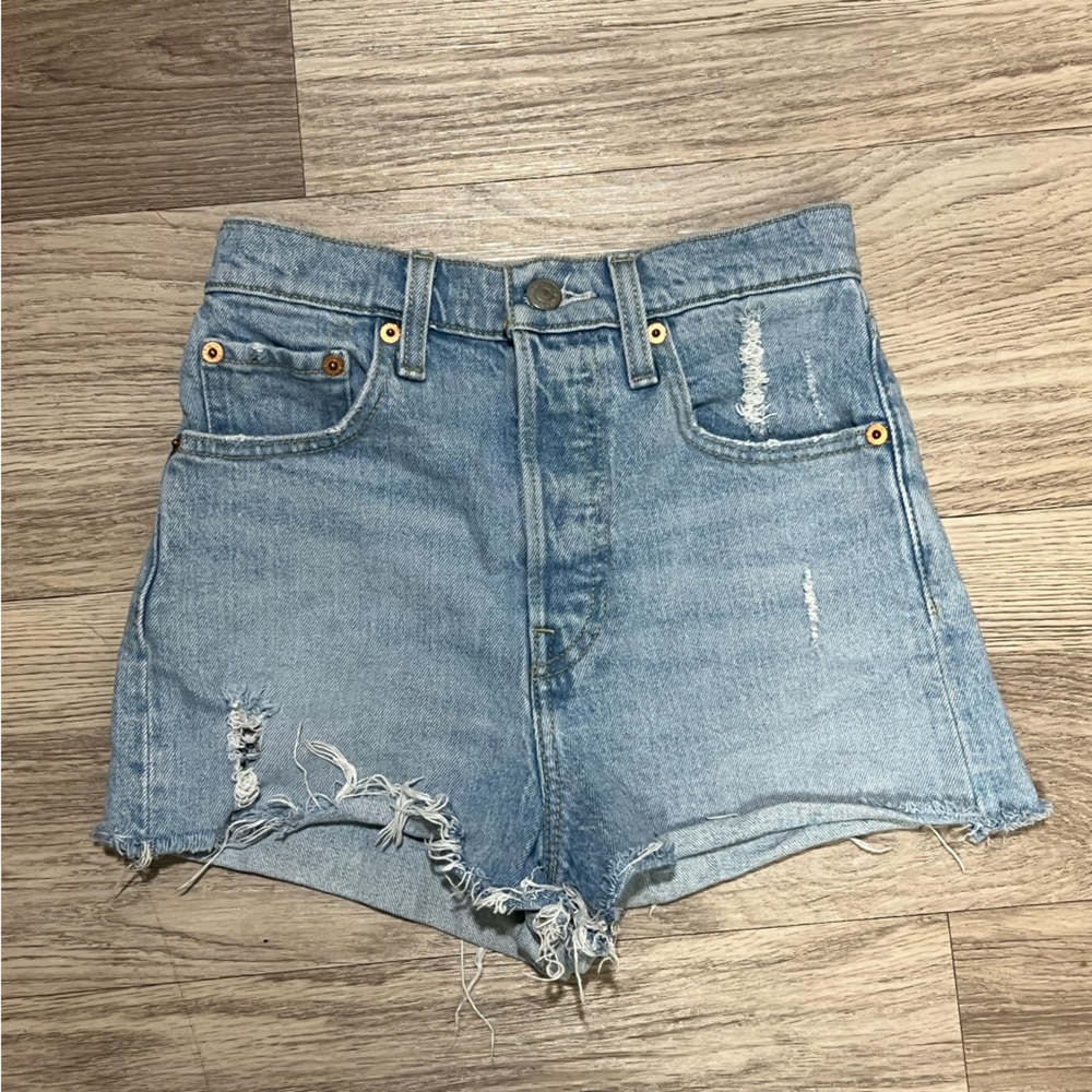 Levi's Light Blue Distressed Jean Shorts